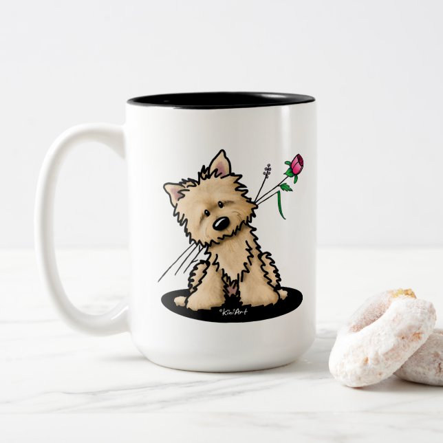 Caneca De Café Em Dois Tons Cairn Terrier (Com Donut)