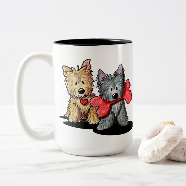 Caneca De Café Em Dois Tons Cairn Terrier Duo Coffee Mug De Dois Tons (Com Donut)