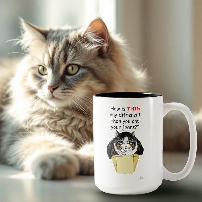 Caneca De Café Em Dois Tons Caixa de Gatos Engraçado Chubby Tabby (Criador carregado)