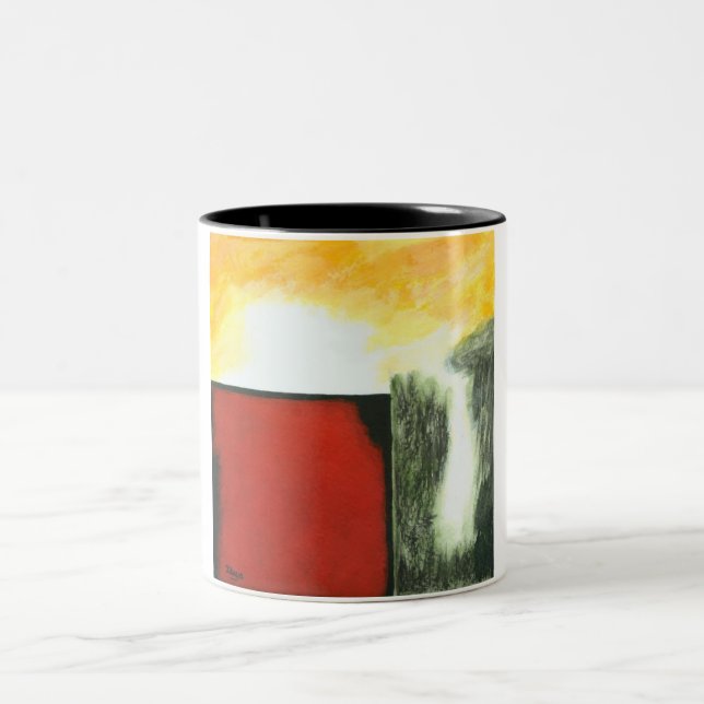 Caneca De Café Em Dois Tons Caixa de Pandora da pintura original (Centro)