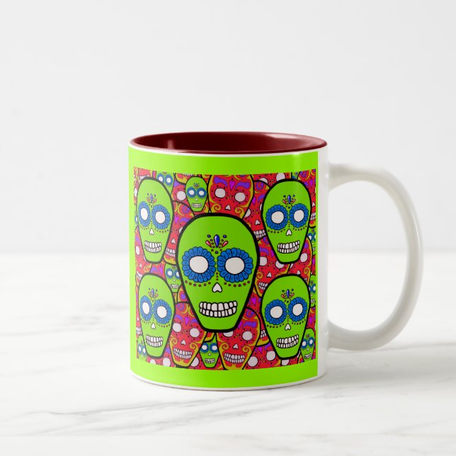 Caneca De Café Em Dois Tons Calaveras Sugar Skulls (Direita)