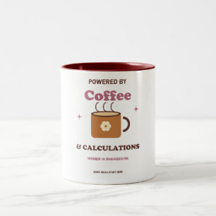 Caneca De Café Em Dois Tons Cálculos de Café Mulher Engenheira
