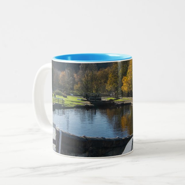 Caneca De Café Em Dois Tons Calder e Hebble Navigation: Salterhebble Locks (Frente Esquerda)