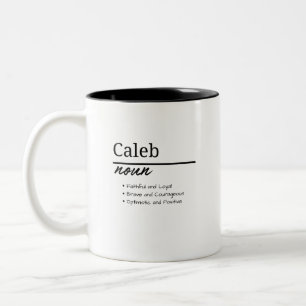 Caneca De Café Em Dois Tons Caleb, Definição de Nome Personalizado de Menino