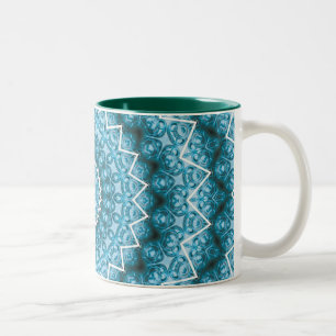 Caneca De Café Em Dois Tons Caleidoscópio Azul Claro / Mandala