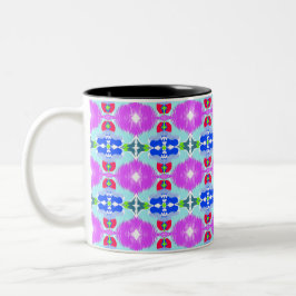 Caneca De Café Em Dois Tons Caleidoscópio Flor de Azul