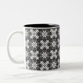 Caneca De Café Em Dois Tons Caleidoscópio Monocromático