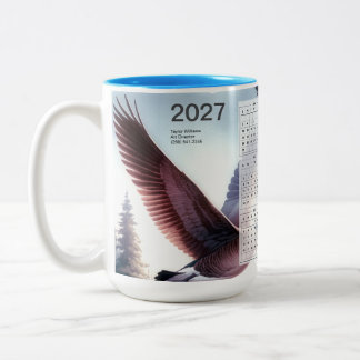 Caneca De Café Em Dois Tons Calendário da Natureza e Vida Selvagem de Gansos C