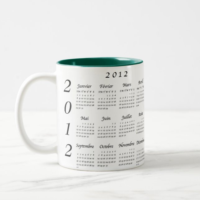 Caneca De Café Em Dois Tons Calendrier 2012 français (Esquerda)