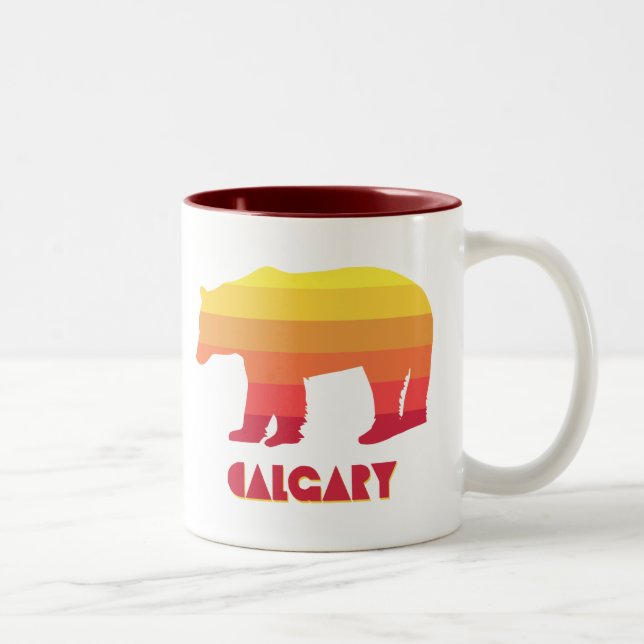 Caneca De Café Em Dois Tons Calgary Alberta Rainbow Bear (Direita)