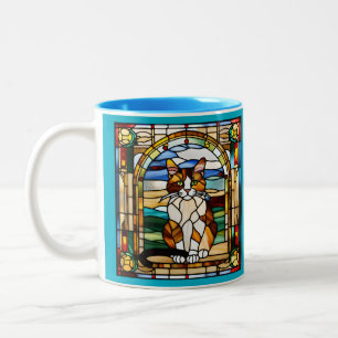 Caneca De Café Em Dois Tons Calico Cat Vidro Mantido