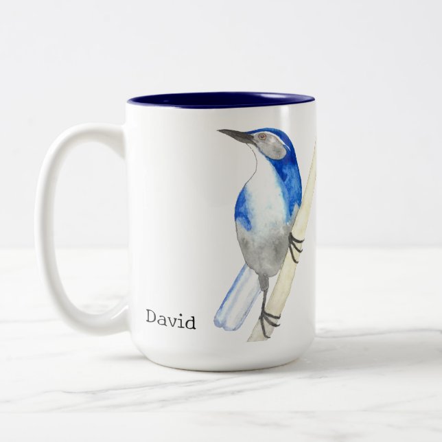Caneca De Café Em Dois Tons California Scrub Jay (Esquerda)
