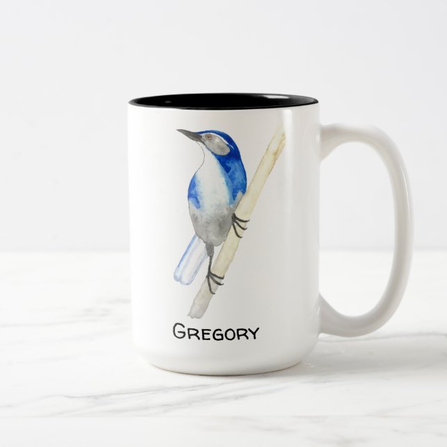 Caneca De Café Em Dois Tons California Scrub Jay (Direita)