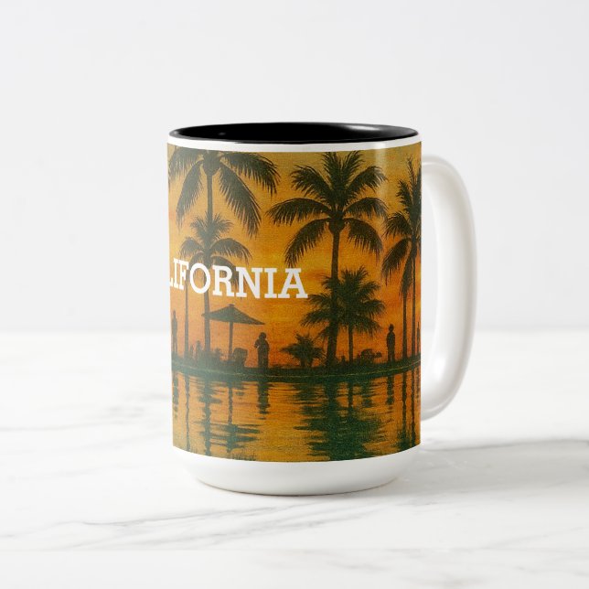 Caneca De Café Em Dois Tons California Sunset Mug – Tropical Beach Vibes with  (Frente Esquerda)