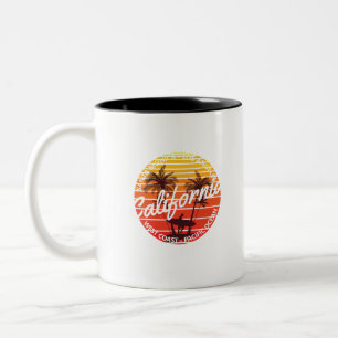 Caneca De Café Em Dois Tons California Surf, Vibrações de Verão na Praia