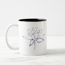 Caneca De Café Em Dois Tons Caligrafia de Lótus (Azul)