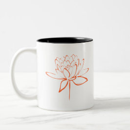 Caneca De Café Em Dois Tons Caligrafia de Lótus (Laranja)