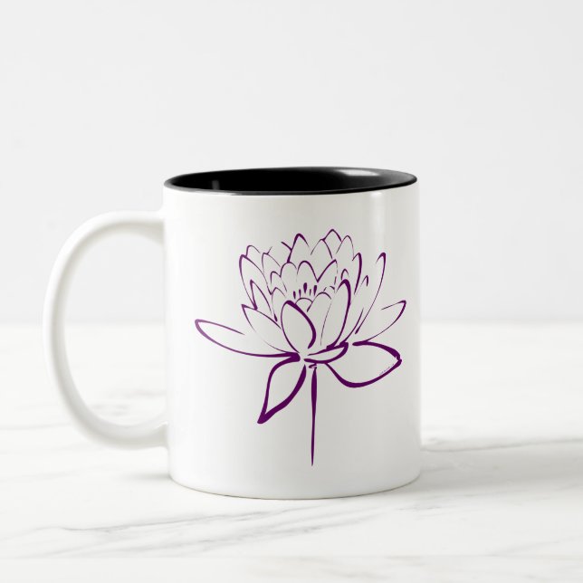 Caneca De Café Em Dois Tons Caligrafia de Lotus (roxa) (Esquerda)