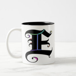 Caneca De Café Em Dois Tons Caligrafia elegante Monograma - Letra E Mug