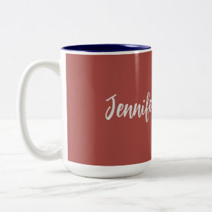 Caneca De Café Em Dois Tons Caligrafia Vermelho Brick Personalizado Elegante
