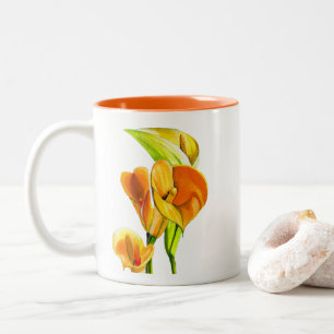 Caneca De Café Em Dois Tons Calla lily watercolor