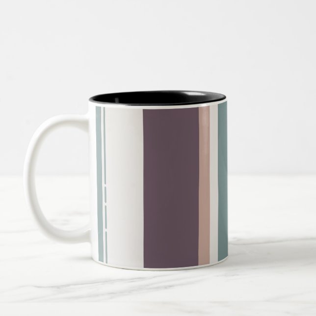 Caneca De Café Em Dois Tons Calm Neutral Stripes – Modern Minimal Mug (Esquerda)