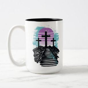 Caneca De Café Em Dois Tons Calvário Golgota está consumado Cristão moderno