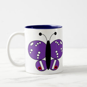 Caneca De Café Em Dois Tons Cama de Borboleta Colorida Bonita - Imperador Roxo