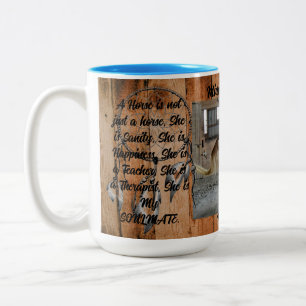 Caneca De Café Em Dois Tons Cama de dois tons com penas, 15 oz