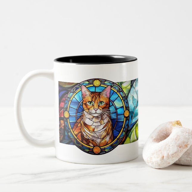 Caneca De Café Em Dois Tons Cama de Gato Criativo (Com Donut)