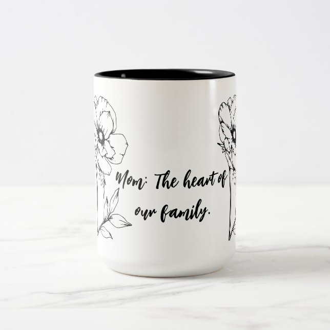 Caneca De Café Em Dois Tons Cama Floral Personalizada para a Mãe (Centro)