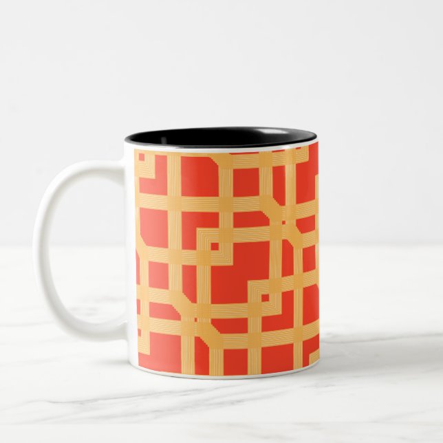 Caneca De Café Em Dois Tons Camadas Quadradas Douradas (Esquerda)