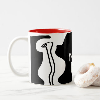 Caneca De Café Em Dois Tons Câmara de Deslocamento: Abstrato preto, branco e v
