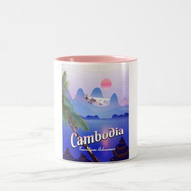 Caneca De Café Em Dois Tons Camboja "Viagem para Aventura" (Centro)