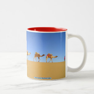 Caneca De Café Em Dois Tons Camel caravan, Thar Desert, Índia