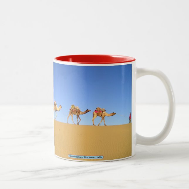 Caneca De Café Em Dois Tons Camel caravan, Thar Desert, Índia (Direita)
