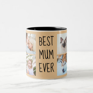 Caneca De Café Em Dois Tons Camel   Melhor Mãe Alguma Vez Personalizada Fotogr