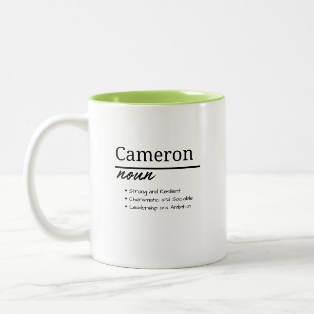 Caneca De Café Em Dois Tons Cameron, Definição de Nome Personalizado de Menino (Esquerda)