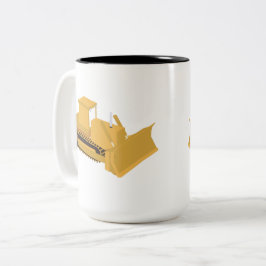Caneca De Café Em Dois Tons Caminhão de Construção Bulldozer