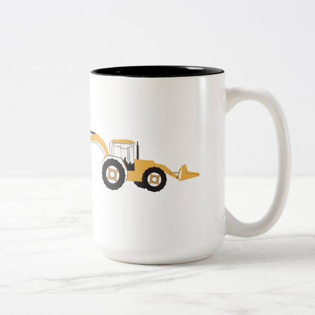 Caneca De Café Em Dois Tons Caminhão de Construção de Backhoe (Direita)