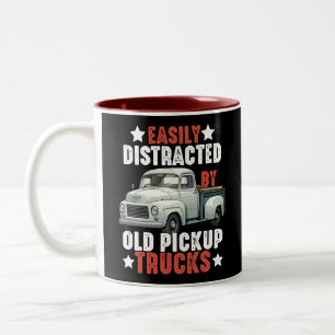 Caneca De Café Em Dois Tons Caminhão Engraçado Facilmente Distraido Por Caminh