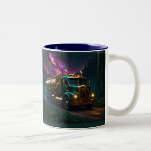 Caneca De Café Em Dois Tons Caminhão-Tanque Steampunk