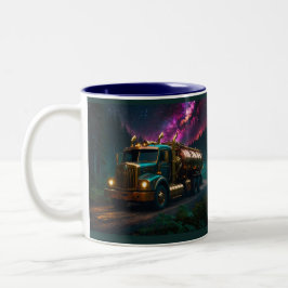 Caneca De Café Em Dois Tons Caminhão-Tanque Steampunk