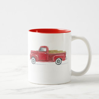 Caneca De Café Em Dois Tons Caminhão vermelho velho