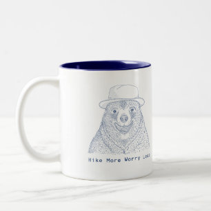 Caneca De Café Em Dois Tons Caminhe Mais Preocupada menos / Urso Sorridente