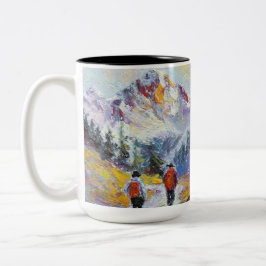 Caneca De Café Em Dois Tons Caminho - Pintura nas Montanhas do Colorado - Lágr