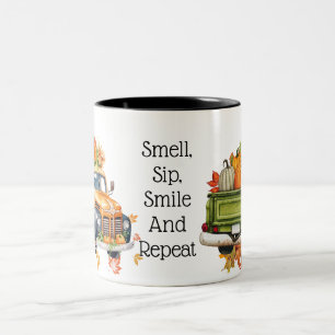 Caneca De Café Em Dois Tons Caminhões de Outono