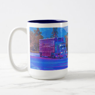 CANECA DE CAFÉ EM DOIS TONS CAMINHÕES DE VEÍCULOS DE GRANDE PORTA-VOZ CAMINHOS