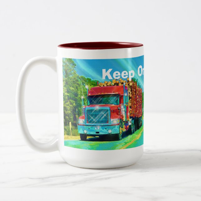 Caneca De Café Em Dois Tons Caminhoneiros Grande Rig Logging Truck Coffee (Esquerda)