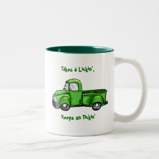Caneca De Café Em Dois Tons Camionete verde velho